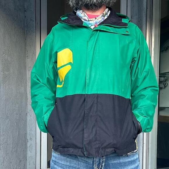 Vintage Y2K Bonfire Snowboard Jacket Men’s Medium Green Black 10K Waterproof - Picture 2 of 8